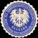 Siegelmarke Der Vorsitzende der Einkommensteuer - Veranlagungs - Kommission - Belgard W0215882
